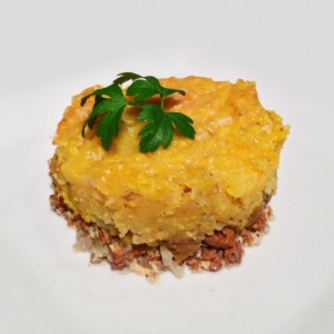 Beef parmentier with winter squash and potato puree